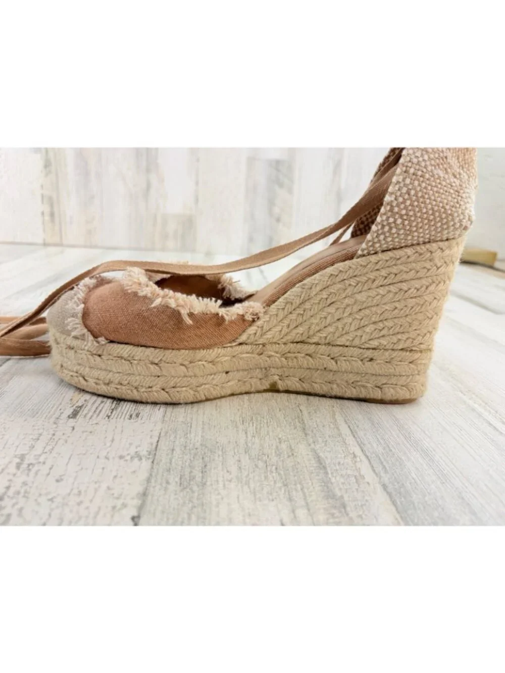 Castaner Catalina Sz 41 Raw Edge Ivory Espadrilles Platform Sandals